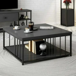 Tavolino da salotto Raiden, 90x90h40 cm, Antracite e Nero<Dmora Best Sale