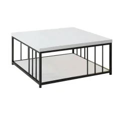 Tavolino da salotto Raiden, 90x90h40 cm, Bianco e Nero<Dmora Clearance