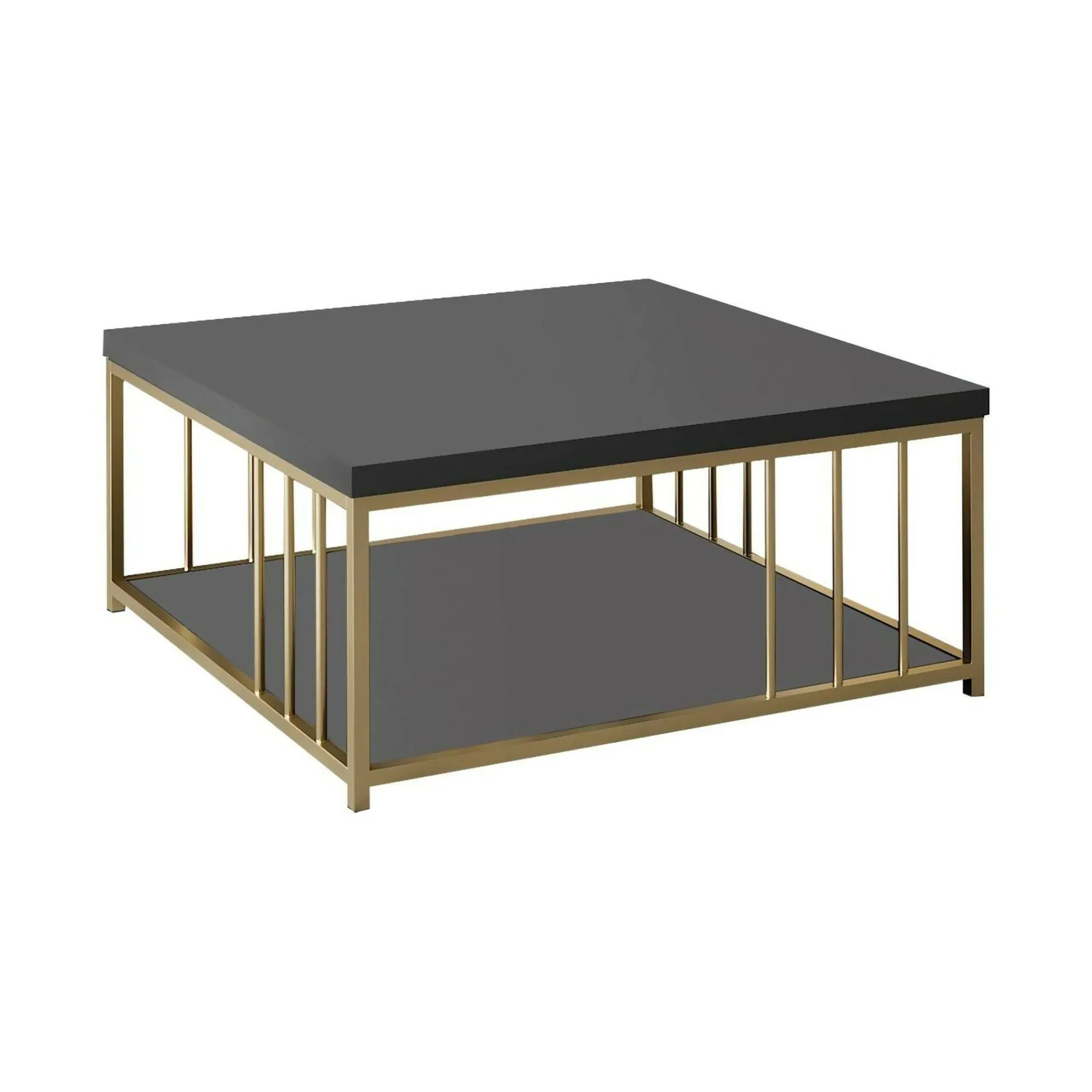 Tavolino da salotto Raiden, 90x90h40 cm, Antracite e Oro<Dmora Best