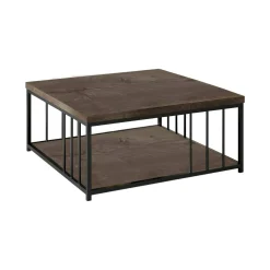 Tavolino da salotto Raiden, 90x90h40 cm, Noce e Nero<Dmora Outlet