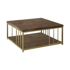 Tavolino da salotto Raiden, 90x90h40 cm, Noce e Oro<Dmora Outlet