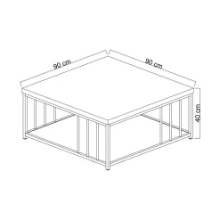 Tavolino da salotto Raiden, 90x39h40 cm, Bianco e Oro<Dmora Outlet