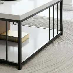Tavolino da salotto Raiden, 90x90h40 cm, Bianco e Nero<Dmora Clearance