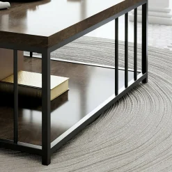 Tavolino da salotto Raiden, 90x90h40 cm, Noce e Nero<Dmora Outlet