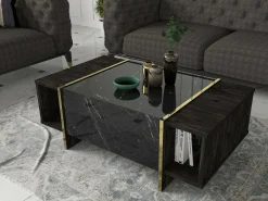 Tavolino da salotto Salvador, 104x60h37 cm, Nero e Oro<Dmora Store