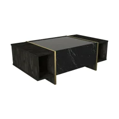 Tavolino da salotto Salvador, 104x60h37 cm, Nero e Oro<Dmora Store