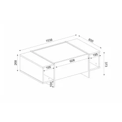 Tavolino da salotto Salvador, 104x60h37 cm, Nero e Oro<Dmora Store
