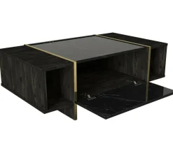 Tavolino da salotto Salvador, 104x60h37 cm, Nero e Oro<Dmora Store