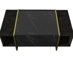 Tavolino da salotto Salvador, 104x60h37 cm, Nero e Oro<Dmora Store