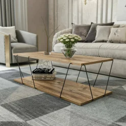 Tavolino da salotto Sarika, 120x50h30 cm, Quercia e Nero<Dmora Best Sale