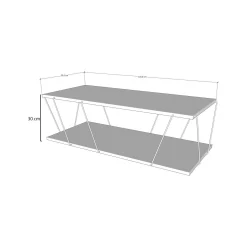 Tavolino da salotto Sarika, 120x50h30 cm, Bianco e Nero<Dmora Store