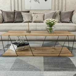 Tavolino da salotto Sarika, 120x50h30 cm, Quercia e Nero<Dmora Best Sale