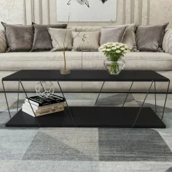 Tavolino da salotto Sarika, 120x50h30 cm, Antracite e Nero<Dmora Discount