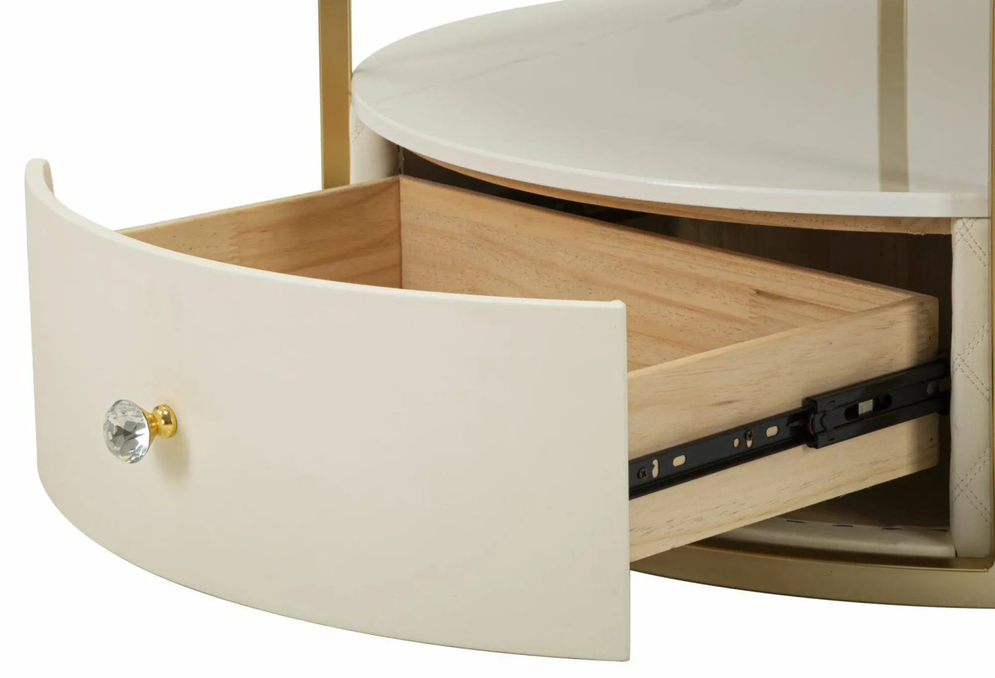 Tavolino da salotto Stabia, 75x75 h40 cm, Bianco e Oro<Dmora Shop