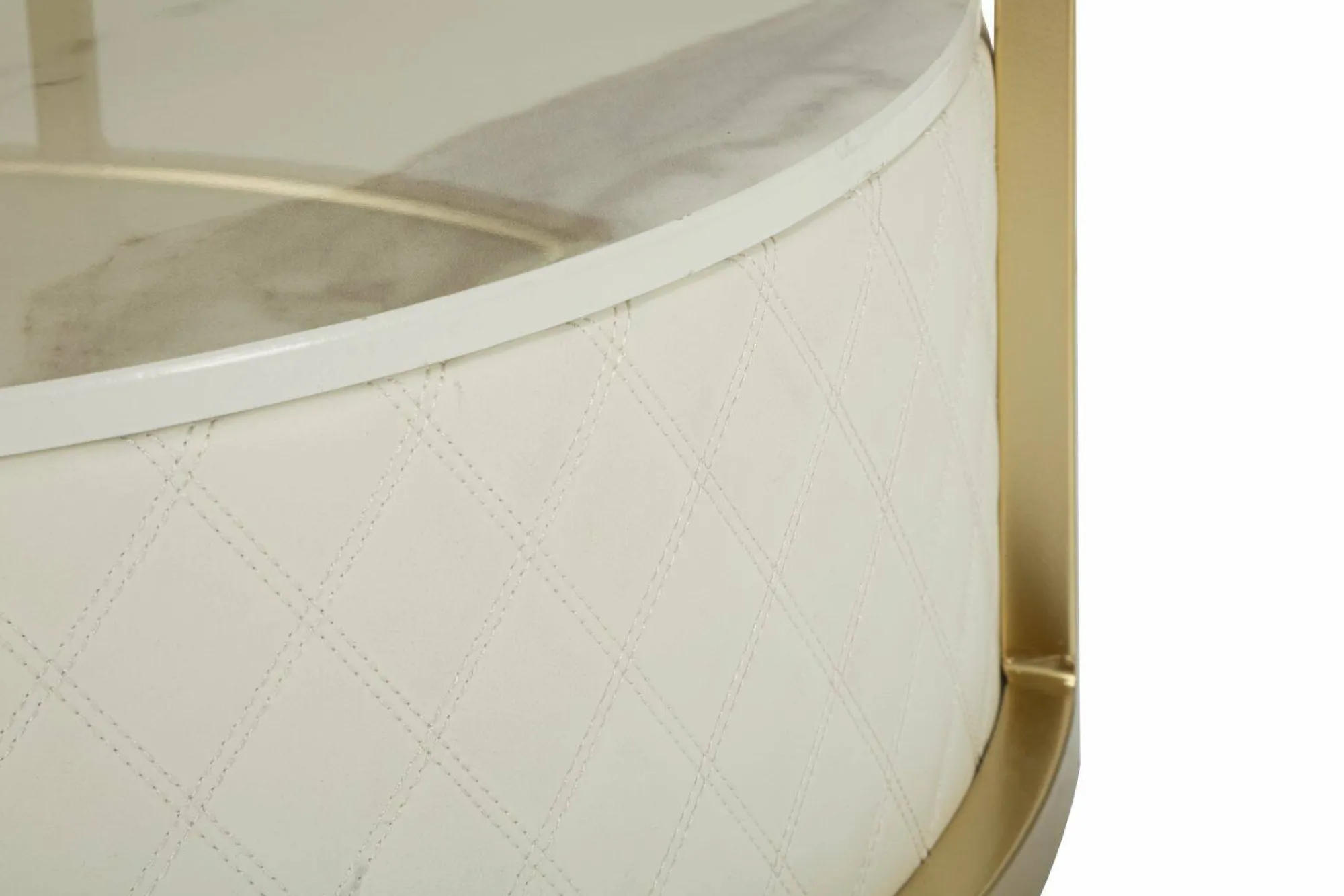 Tavolino da salotto Stabia, 75x75 h40 cm, Bianco e Oro<Dmora Shop