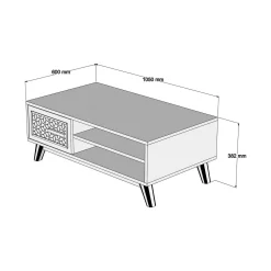 Tavolino da salotto Thimphu, 105x60h38 cm, Noce e Bianco<Dmora Sale