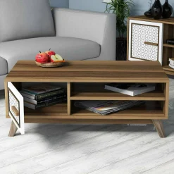 Tavolino da salotto Thimphu, 105x60h38 cm, Noce e Bianco<Dmora Sale