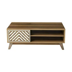 Tavolino da salotto Triaria, 105x60h38 cm, Noce e Bianco<Dmora Discount