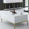 Tavolino da salotto Vespero, 90x60h40 cm, Bianco e Oro<Dmora Fashion