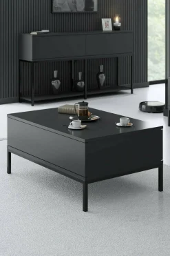 Tavolino da salotto Vespero, 90x60h40 cm, Antracite e Nero<Dmora Discount