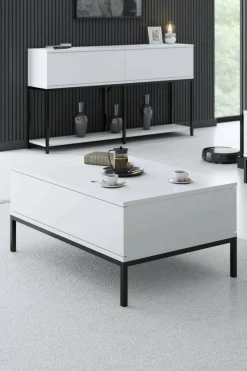 Tavolino da salotto Vespero, 90x60h40 cm, Bianco e Nero<Dmora Store