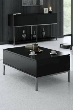 Tavolino da salotto Vespero, 90x60h40 cm, Nero e Argento<Dmora Flash Sale