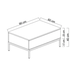 Tavolino da salotto Vespero, 90x60h40 cm, Bianco e Oro<Dmora Fashion