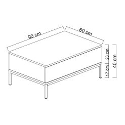 Tavolino da salotto Vespero, 90x60h40 cm, Nero e Oro<Dmora Sale