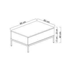 Tavolino da salotto Vespero, 90x60h40 cm, Antracite e Nero<Dmora Discount