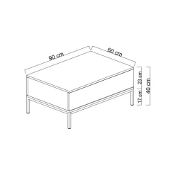 Tavolino da salotto Vespero, 90x60h40 cm,<Dmora Clearance