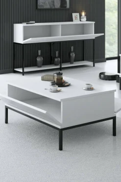 Tavolino da salotto Vespero, 90x60h40 cm, Bianco e Nero<Dmora Store