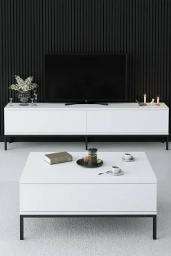 Tavolino da salotto Vespero, 90x60h40 cm, Bianco e Nero<Dmora Store