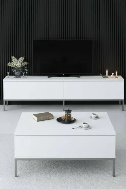 Tavolino da salotto Vespero, 90x60h40 cm, Bianco e Argento<Dmora Best