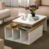 Tavolino da salotto Virgile, 90x60h37 cm, Bianco e Noce<Dmora Outlet