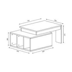 Tavolino da salotto Virgile, 90x60h37 cm, Bianco e Noce<Dmora Outlet