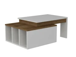 Tavolino da salotto Virgile, 90x60h37 cm, Bianco e Noce<Dmora Outlet