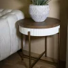 Tavolino da salotto Yakoi, Bianco e Marrone, 55x55 h61 cm<Dmora Sale