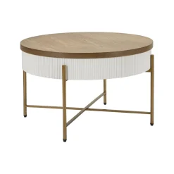Tavolino da salotto Yakoi, Bianco e Marrone, 80x80 h48 cm<Dmora Hot
