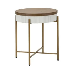 Tavolino da salotto Yakoi, Bianco e Marrone, 55x55 h61 cm<Dmora Sale