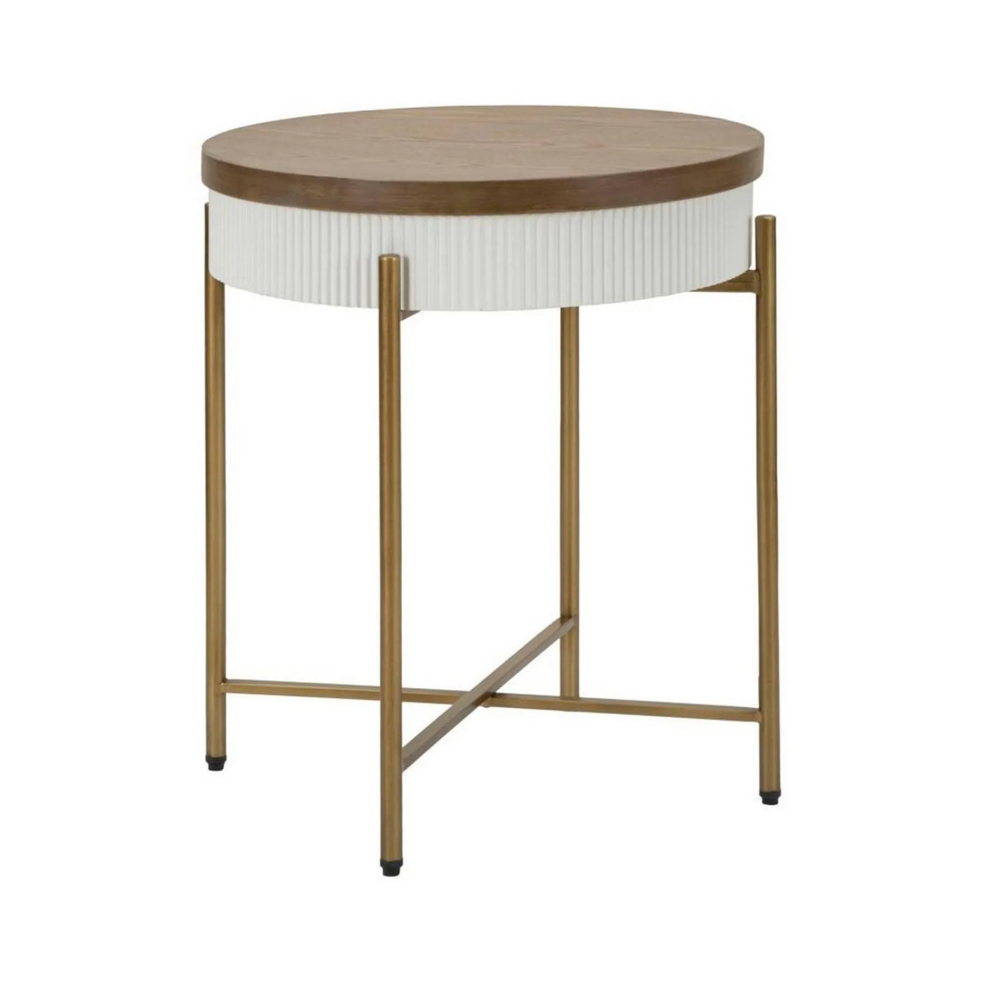 Tavolino da salotto Yakoi, Bianco e Marrone, 55x55 h61 cm<Dmora Sale