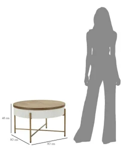 Tavolino da salotto Yakoi, Bianco e Marrone, 80x80 h48 cm<Dmora Hot