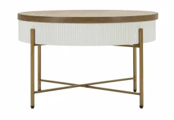 Tavolino da salotto Yakoi, Bianco e Marrone, 80x80 h48 cm<Dmora Hot