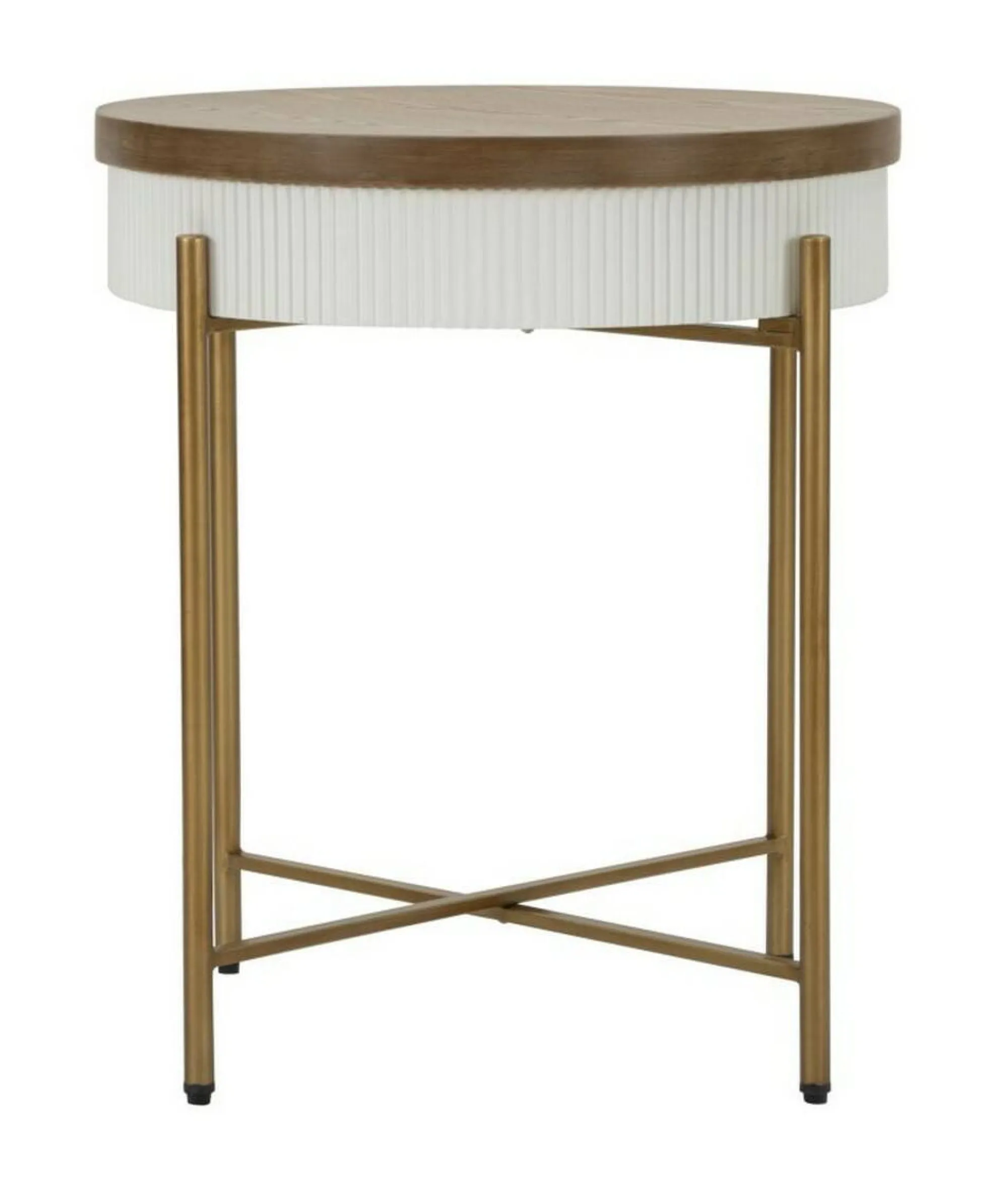 Tavolino da salotto Yakoi, Bianco e Marrone, 55x55 h61 cm<Dmora Sale