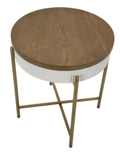 Tavolino da salotto Yakoi, Bianco e Marrone, 55x55 h61 cm<Dmora Sale