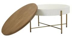 Tavolino da salotto Yakoi, Bianco e Marrone, 80x80 h48 cm<Dmora Hot