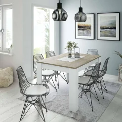 Tavolo allungabile Abudula, 140/190x90h78 cm, Rovere Grigio e Bianco<Dmora Shop