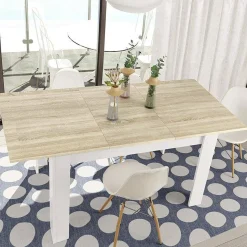 Tavolo allungabile Abudula, 140/190x90h78 cm, Rovere e Bianco<Dmora Cheap