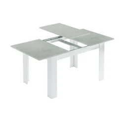 Tavolo allungabile Abudula, 140/190x90h78 cm, Cemento e Bianco<Dmora Sale