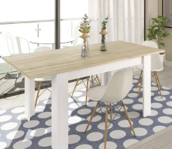 Tavolo allungabile Abudula, 140/190x90h78 cm, Rovere e Bianco<Dmora Cheap