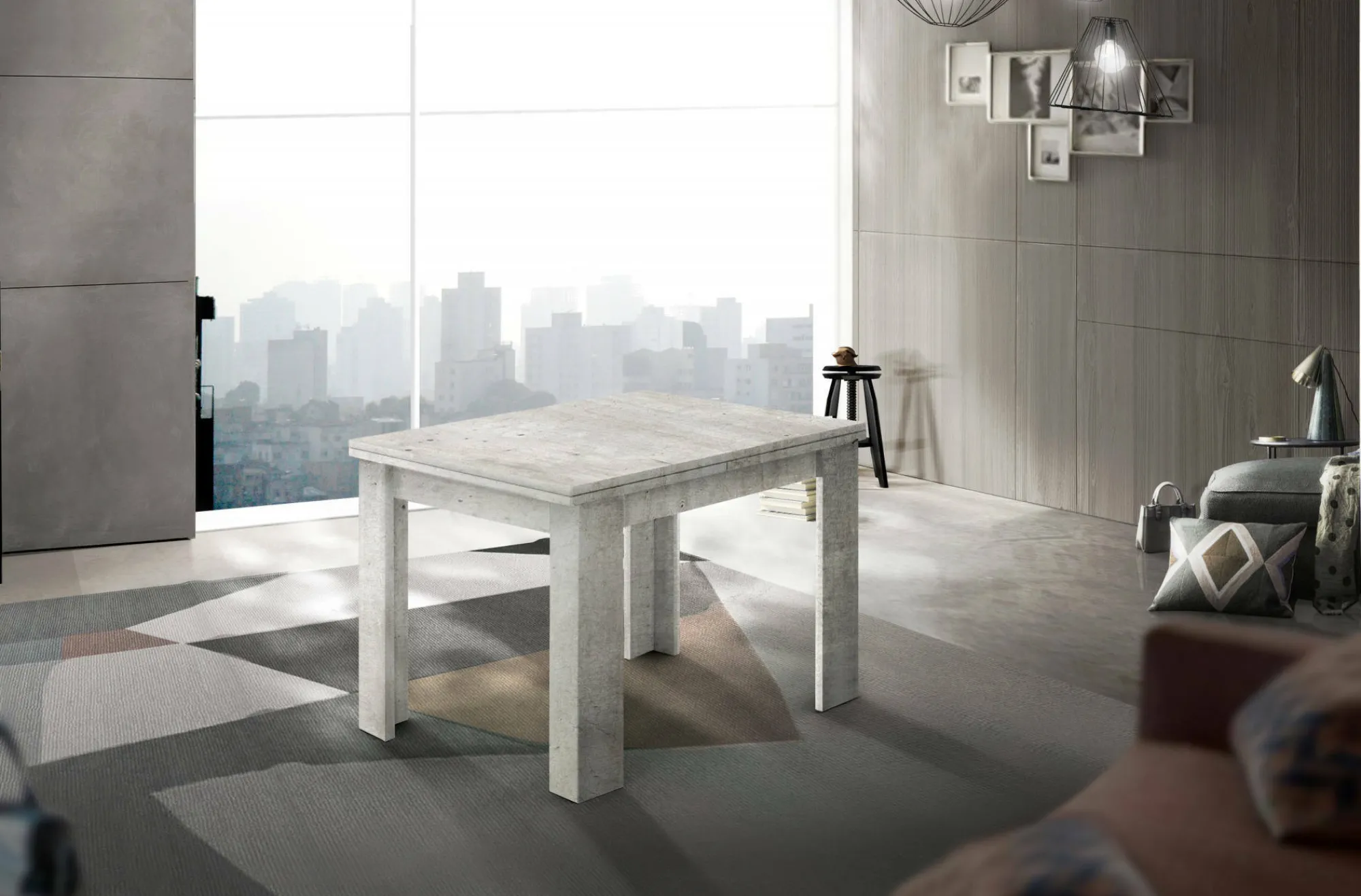 Tavolo allungabile Airin, cm 90x90h75,<Dmora New
